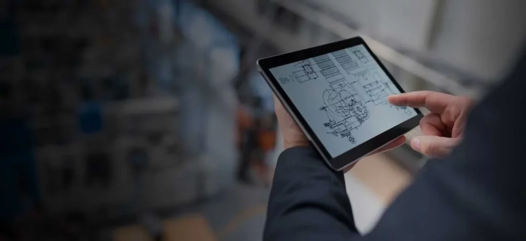 A man using a tablet device.